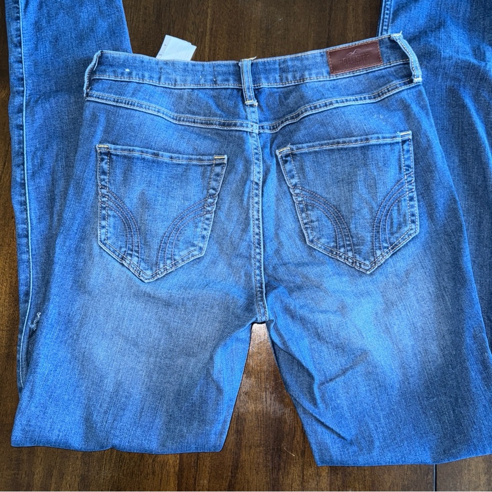 Hollister High Rise Super Skinny Distressed Blue Denim Jeans Long 7 W 28 L 32 - Picture 9 of 9
